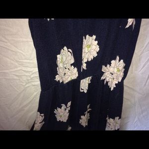 Navy blue and floral midi dress